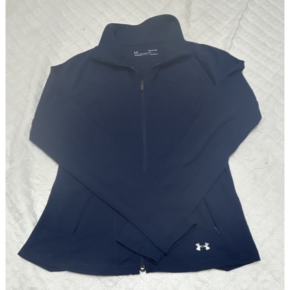 Under Armour HeatGear Women's Navy Track Jacket SM Full Zip Zipped Pockets